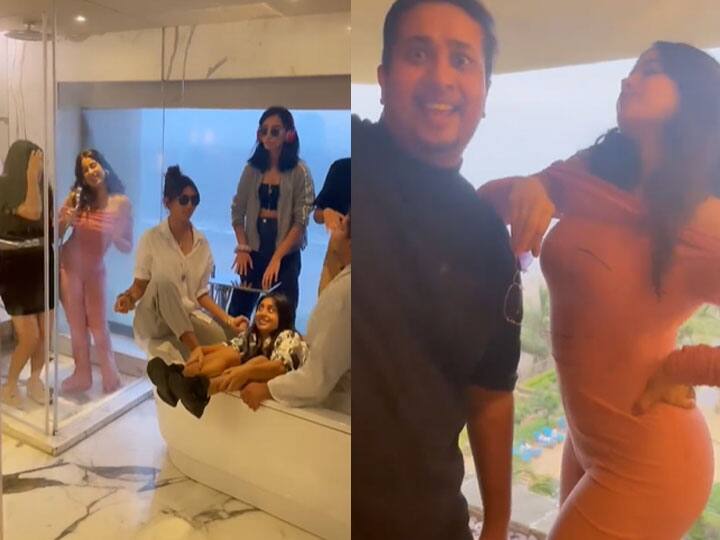 Janhvi Kapoor share hilarious dance video with her aksa gang on Instagram watch here अक्सा गैंग के साथ फिर लौटकर आईं Janhvi Kapoor, ताजा वीडियो में ढहाई कयामत, देखकर पकड़ लेंगे सिर