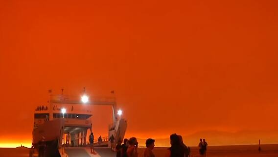 Horrific visuals of 'red' sky from Greece after massive wildfire