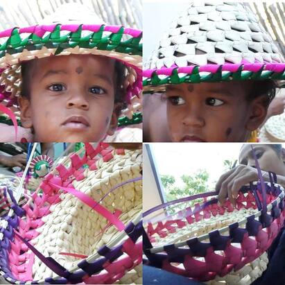 Women making handicrafts with palm products in Ramanathapuram பெண்கள் தலையில் வைக்கும் பூ கூட பனை ஓலையில் ஆஹா அள்ளுதே..!