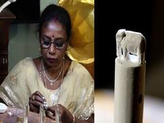 சாக்பீஸ் முனையில் யானை உருவத்தை செதுக்கி விழிப்புணர்வை ஏற்படுத்தும் உடற்கல்வி ஆசிரியை!