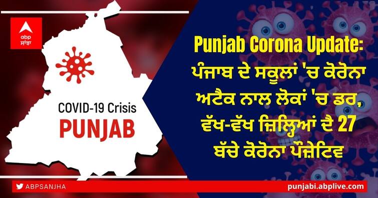 Punjab Coronavirus Update: Punjab new corona cases increasing again, 27 children from different districts corona positive Punjab Corona Update: ਪੰਜਾਬ ਦੇ ਸਕੂਲਾਂ 'ਚ ਕੋਰੋਨਾ ਅਟੈਕ ਨਾਲ ਲੋਕਾਂ 'ਚ ਡਰ, ਵੱਖ-ਵੱਖ ਜ਼ਿਲ੍ਹਿਆਂ ਦੈ 27 ਬੱਚੇ ਕੋੋਰੋਨਾ ਪੌਜ਼ੇਟਿਵ