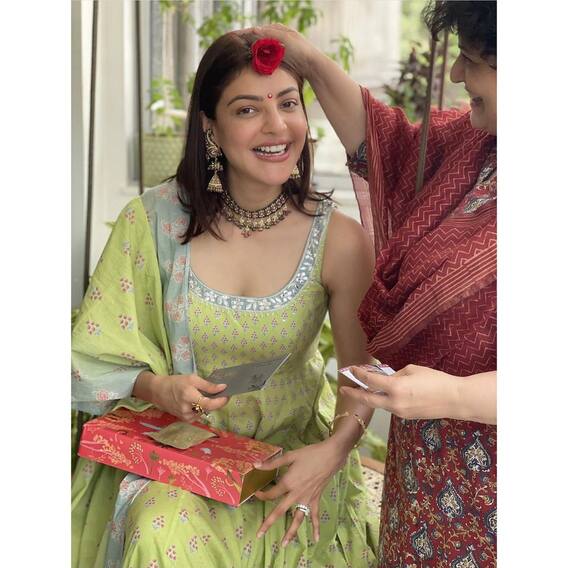 PICS: Kajal Aggarwal Celebrates Her FIRST Hariyali Teej After Wedding, Dazzles In Green Outfit