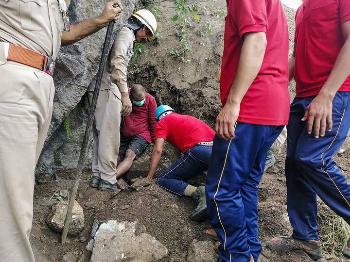 The HRTC bus, which had been on its way from Reckong Peo to Haridwar via Shimla, was hit by the boulders after a landslide around Wednesday noon near Chaura village on national highway-5 in Nigulsari area of Nichar tehsil. (Picture Courtesy: PTI)