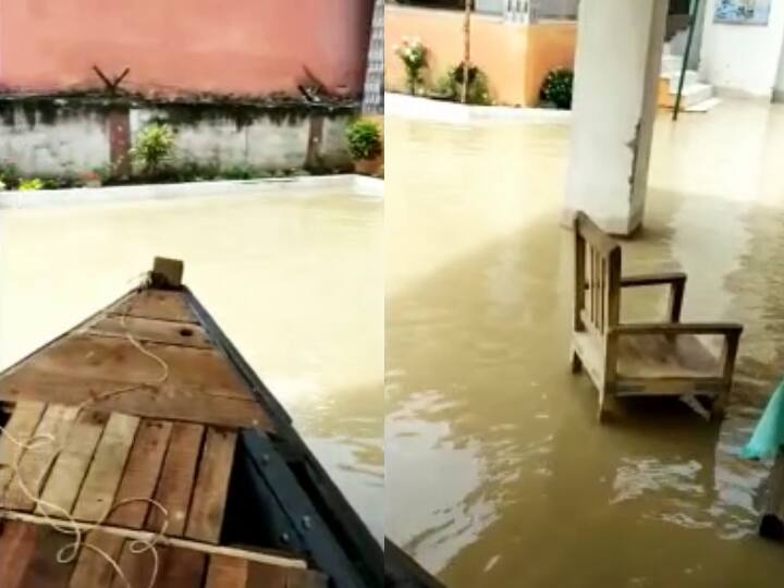 Flood like situation in Raghopur Diara hajipur boat running in police station premises district administration alert ann Hajipur Flood: राघोपुर दियारा इलाके में बाढ़ जैसे हालात, जुड़ावनगर थाना परिसर में चल रही नाव, प्रशासन अलर्ट