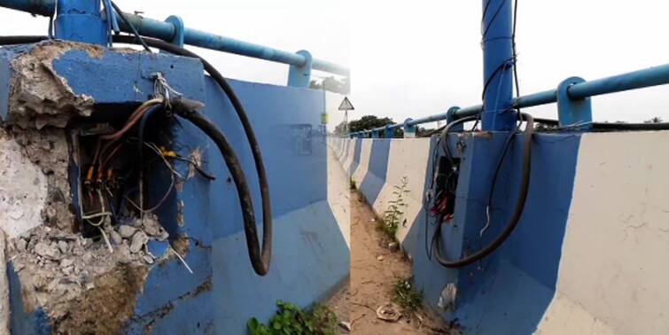 west midnapore : dangerous electric ware box open on flyover West Midnapore : ফ্লাইওভারে ছড়িয়ে ছিটিয়ে বাতিস্তম্ভের বিদ্যুতের তার, বাড়ছে দুর্ঘটনার আশঙ্কা