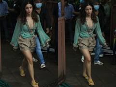 नीला टॉप, ब्राउन शॉर्ट्स पहने बांद्रा में स्पॉट हुई Alia Bhatt, चेहरे पर नहीं दिखी हंसी, ना फोटोग्राफर्स को दिए पोज