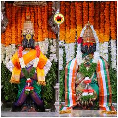 In Pics : देशाच्या 75 व्या स्वातंत्र्यदिनानिमित्त विठ्ठल मंदिरात तिरंगी फुलांची आकर्षक सजावट