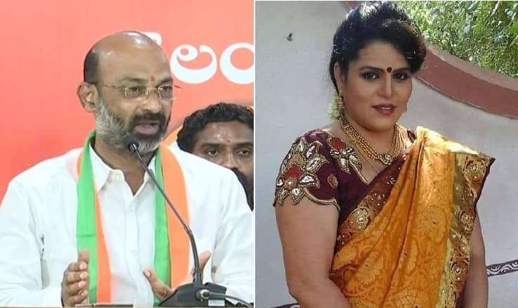 Actress Karate kalyani Joins in Telangana BJP in the presence of Bandi Sanjay Kumar Karate Kalyani Joins BJP: బీజేపీలోకి కరాటే కల్యాణి, కేసీఆర్ ఆ డబ్బు బరాబర్ ఇవ్వాల.. బండి సంజయ్ డిమాండ్