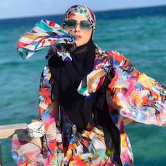 IN PICS | Sana Khan Poses Amid ‘Crazy Winds’ In Maldives As Husband Turns Photographer