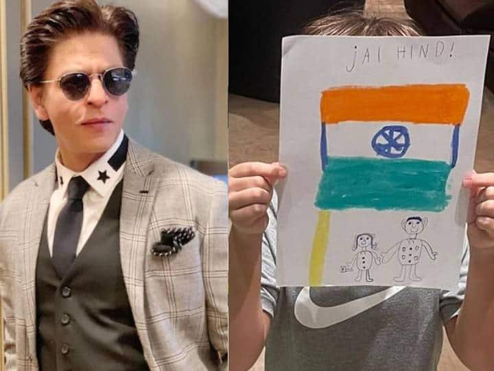 Shah Rukh khan shared abram khan drawing and voice message for fans on independence day शाहरुख खान ने स्वतंत्रता दिवस के मौके पर फैंस को दिया ये वॉइस मैसेज, शेयर की बेटे अबराम की ड्रॉइंग