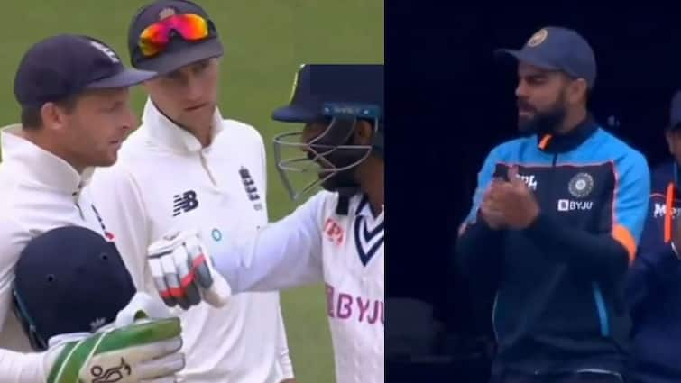 ENG v IND 2021 Jasprit Bumrah and Jos Buttler have a heated exchange; Virat Kohli cheers on from balcony ENG v IND 2021: মাঠে প্রবল স্লেজিং বাটলারের, জবাব বুমরার, উত্তেজিত হয়ে পড়লেন কোহলিও