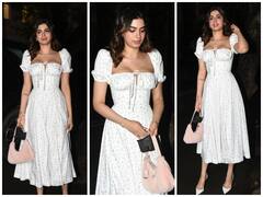IN PICS: Khushi Kapoor Rocks A Thigh-Slit Floral Dress At Rhea Kapoor-Karan Boolani's Wedding Bash