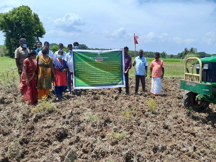 2.75 acres of land of Vedapurisuvar temple built by Adithya Karikalan near Thiruvaiyaru recovered திருவையாறு அருகே ஆதித்த கரிகாலன் கட்டிய வேதபுரீசுவரர் கோயிலுக்கு சொந்தமான 2.75 ஏக்கர் நிலங்கள் மீட்பு