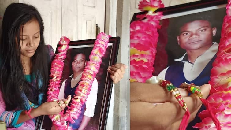 ABP Exclusive: Birbhum Galwan martyred soldier Rajesh Orang Sister celebrates Rakhi Bandhan in Front brothers Picture Raksha Bandhan Special: গালওয়ানে শহিদ দাদা রাজেশ, চোখের জলে ছবিতেই রাখি উৎসর্গ করে পালন বোন শকুন্তলার