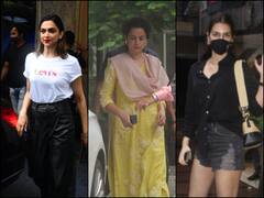 SPOTTED: Deepika Padukone Looks Chic In Black & White Combination, Kangana Ranaut & Kriti Sanon Step Out For Work