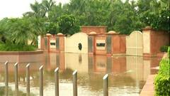 Visuals of Raj Ghat waterlogged due to heavy rains in Delhi