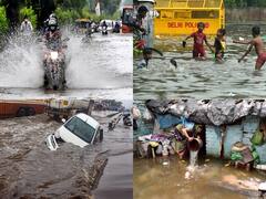 IN PICS | Heavy Rainfall Lashes Delhi As IMD Issues Orange Alert, Waterlogged Streets Seen Across NCR