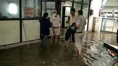 Heavy rainfall causes water logging in Delhi's IP estate police station
