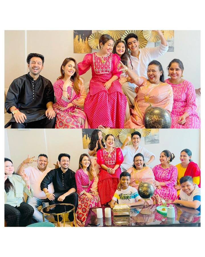 नेहा कक्कड़ ने रक्षा बंधन का त्यौहार कक्कड़ फैमिली के साथ मनाया जो तस्वीर नेहा ने शेयर की है उसमें उनके मम्मी पापा, बहन सोनू कक्कड़, भाई टोनी कक्कड़ नजर आ रहे हैं. (फोटो – सोशल मीडिया)