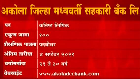 Job Majha : अकोला जिल्हा मध्यवर्ती सहकारी बॅंक लि., अखिल भारतीय आयुर्विज्ञान येथे नोकरी : ABP Majha