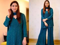 Disha Parmar ने पहना 13 हजार का कुर्ता-शरारा सेट, Rahul Vaidya के साथ रोमांटिक अंदाज में दिखीं एक्ट्रेस