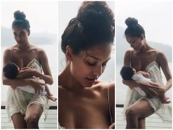 Photos: Actress Lisa Haydon Breastfeeding His Daughter, Pics Storme On