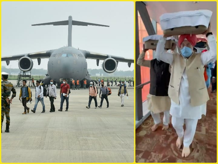 25 Indians return home from Afghanistan, three swaroops of Sri Guru Granth Sahib brought from Kabul अफगानिस्तान से 25 भारतीयों की वतन वापसी, गुरुग्रंथ साहिब की तीन प्रतियां भी आयीं, हरदीप सिंह पुरी ने एयरपोर्ट पर किया स्वागत