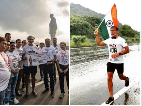 Milind Soman Finishes 8-Day Barefoot Run At Statue Of Unity Milind Soman Finishes 8-Day Barefoot Run At Statue Of Unity