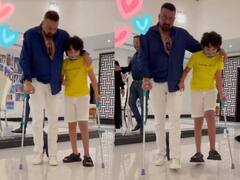 बैसाखी के सहारे चलते दिखे संजय दत्त के बेटे शाहरान, मान्यता दत्त ने शेयर किया ये वीडियो