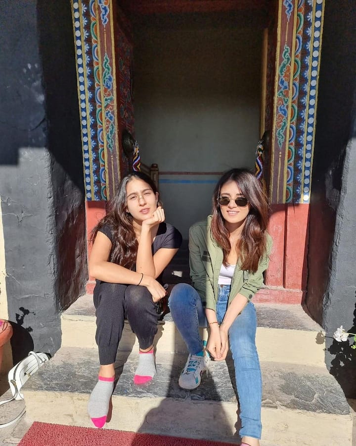 In the pictures, both Sara Ali Khan and Radhika can be spotted posing at different picturesque locations of Ladakh. Sharing the pictures, the ‘Kedarnath’ actress wrote, “प्रकृति सुख शांति”. (Image courtesy - @saraalikhan95/Instagram)