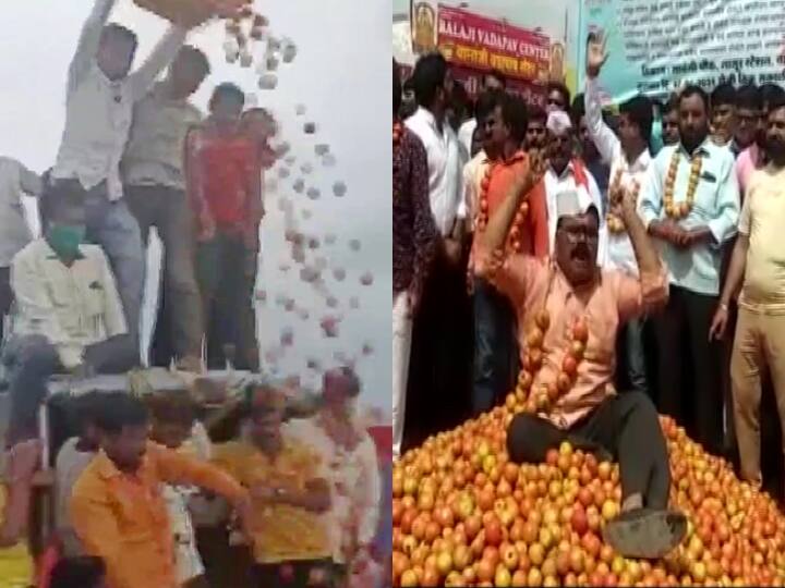 Farmers In Maharashtra's Nashik Dump Crates Of Tomatoes On Road As Prices Crash To Rs 3 Per Kg (VIDEO) WATCH | Farmers In Maharashtra's Nashik Dump Crates Of Tomatoes On Road As Prices Crash To Rs 3 Per Kg