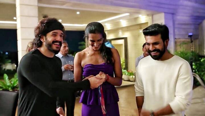 Actor Akhil Akkineni was also spotted at the event along with Sindhu and RC.