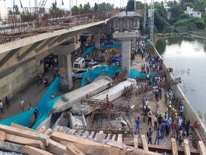 The newly constructed bridge in Madurai collapsed Madurai | சடாரென்று சரிந்த பாலம்..ஒருவர் உயிரிழப்பு.. மதுரையில் நடந்தது என்ன?