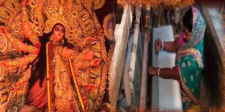 Durga Puja 2021 Howrah weavers Facing Economic Crisis Due to Flood Situation At Udaynarayanpur Durga Puja 2021: বন্যার জলে ডুবে গিয়েছিল তাঁর বোনার মেশিন - কাঁচামাল, পুজোর আগে দুর্দশায় উদয়নারায়ণপুরের তাঁতিরা