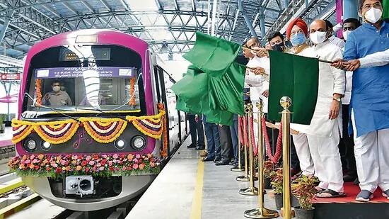 Bengaluru metro extended purple line namma metro inaugurated बेंगलुरु में विस्तारित पर्पल लाइन मेट्रो का हुआ उद्घाटन, समारोह में सीएम बोम्मई रहे मौजूद