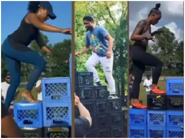 Milk Crate Challenge Tiktok bans popular milk viral challenge due to concern over injury Milk Crate Challenge: सोशल मीडिया पर लोकप्रिय वायरल चैलेंज बैन, Tiktok ने बताई ये वजह