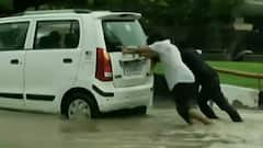 Visuals of waterlogging, traffic jam across Delhi after heavy rains