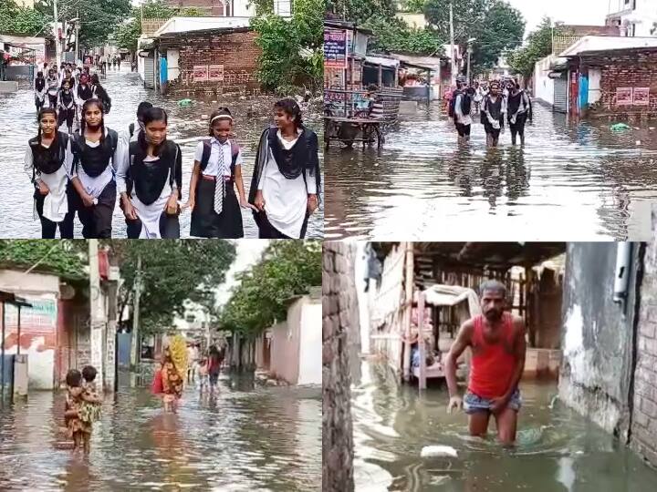 Bihar News: मुजफ्फरपुर में उफान पर नदियां, बारिश के बाद जलजमाव से बढ़ी परेशानी, पानी पार कर स्कूल जा रहे बच्चे