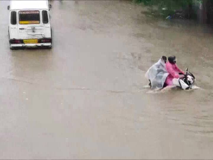 Gurugram roads were water logged as well after heavy showers early in the morning. As per IMD, the city received 64.2 mm of rain in last 24 hours  (Image Source: ANI)