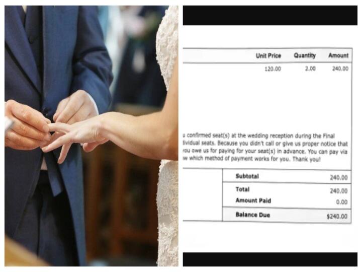 Couples in Chicago sends bill amount of 240 US dollars to their guests who didn't attend their wedding ceremony திருமண விருந்து வீணானதால் வராதவர்களுக்கு ரூ.17 ஆயிரம் பில் அனுப்பிய தம்பதி!