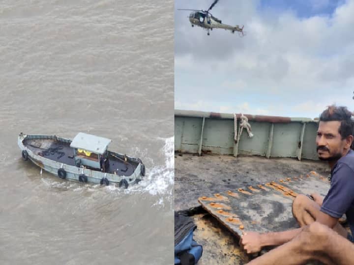 Sailor stuck 12 hours at sea near vasai, finally rescued by helicopter खलाशाच्या सुटकेचा थरार, 12 तास समुद्रात झुंज, अखेर हेलिकॉप्टरच्या सहाय्यानं सुटका