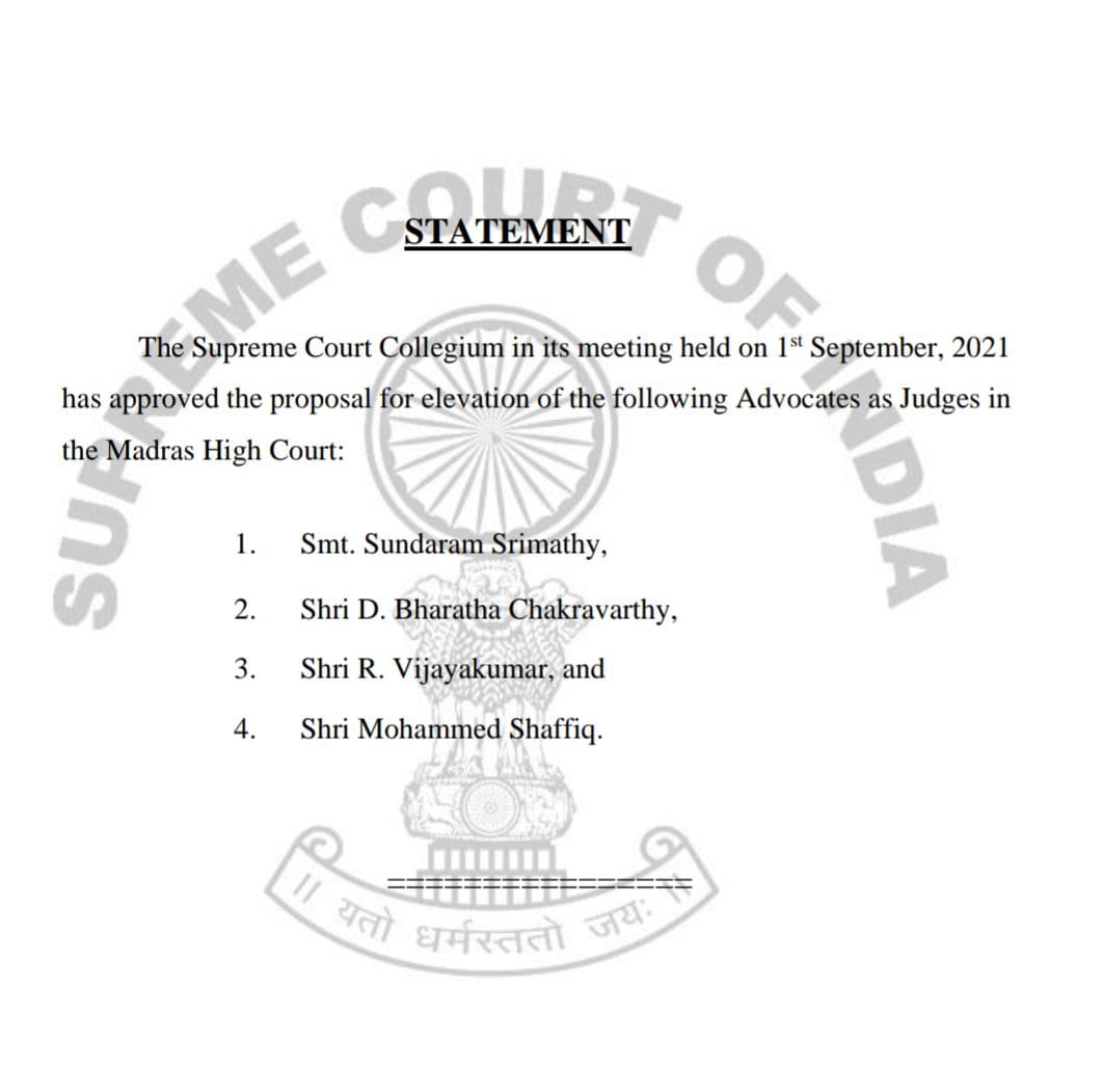 Collegium recommended 68 new judges : சென்னை உள்ளிட்ட உயர்நீதிமன்றங்களுக்கு 68 நீதிபதிகள் பரிந்துரை; முழு பட்டியல் இதோ!