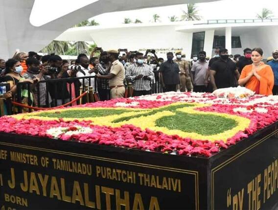 ‘Thalaivi’ Movie:‘జయలలిత’ సమాధి సందర్శించిన రీల్ తలైవి కంగనా రనౌత్..