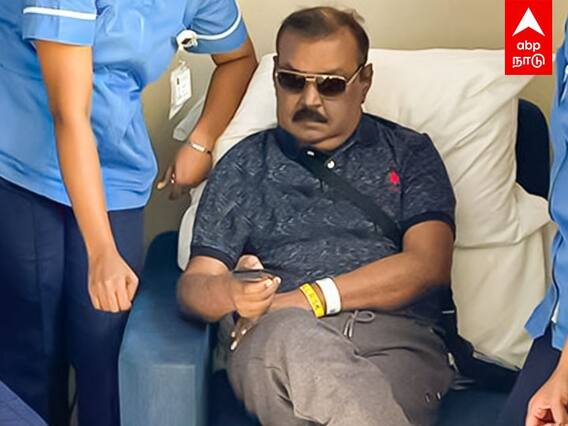 Vijayakanth Latest Photo: கெத்தா..STYLE-லா..படம் பார்த்த கேப்டன்!