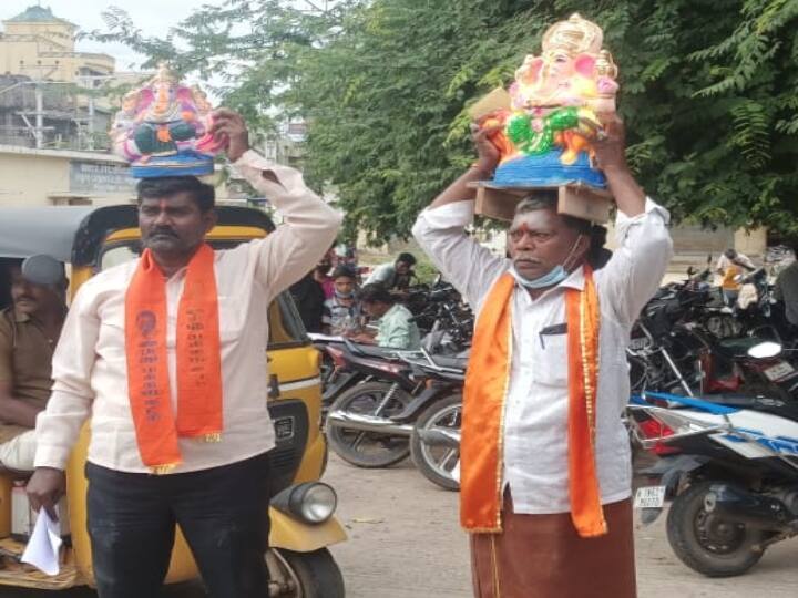 Protests erupts demanding permission for vinayakar chaturthi procession across Thirupathur . இந்து முன்னணி ஊர்வலமாக கொண்டு சென்ற விநாயகர் சிலைகள் பறிமுதல்; திருப்பத்தூரில் பரபரப்பு!