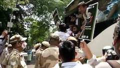 JEE Mains scam: Visuals of NSUI members protesting outside Dharmendra Pradhan's residence