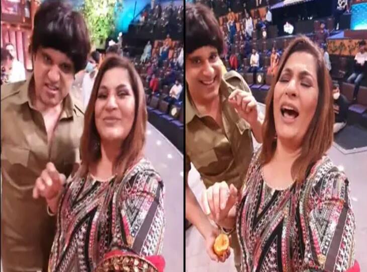 Krushna Abhishek poked fun at Archana Puran Singh’s outfit in a behind-the-scenes video from the sets of The Kapil Sharma Show The Kapil Sharma Show: सेट पर मस्ती करते दिखे Krushna Abhishek, Archana Puran Singh की डिज़ाइनर ड्रेस की कीमत बताई इतनी कम