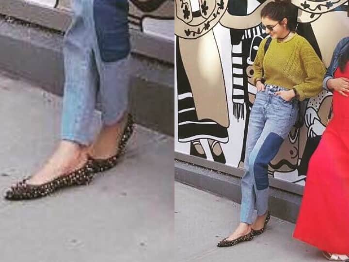 अनुष्का शर्मा ने इस फोटो में फ्लैट बैली पहनी हैं. उनके ये फुटवेयर Christian Louboutin ब्रांड के हैं. इस ब्रांड के फुटवेयर काफी एक्सपेंसिव होते हैं. इनकी कीमत 1.25 लाख रुपए हैं.