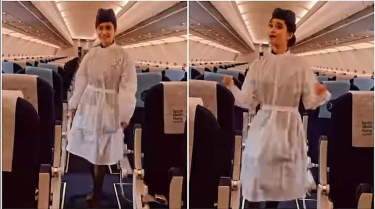 IndiGo air hostess dances to Manike Mage Hithe on empty flight. Viral video has 13 million views ਇੰਡੀਗੋ ਦੀ ਏਅਰ ਹੋਸਟੈਸ ਨੇ ਖਾਲੀ ਜਹਾਜ਼ 'ਚ Manike Mage Hithe 'ਤੇ ਕੀਤਾ ਡਾਂਸ, ਵਾਇਰਲ ਵੀਡੀਓ