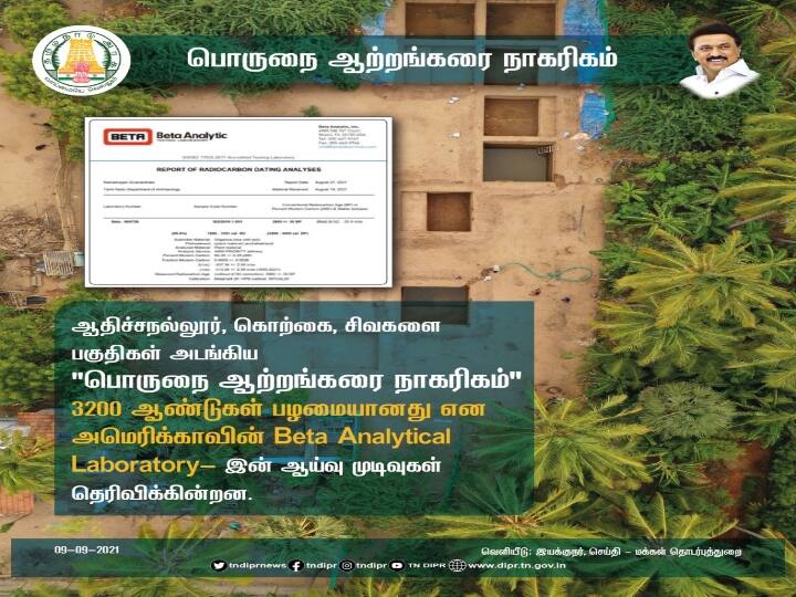 பொருநை ஆற்றங்கரை நாகரிகம் 3700 ஆண்டுகள் பழமையானது